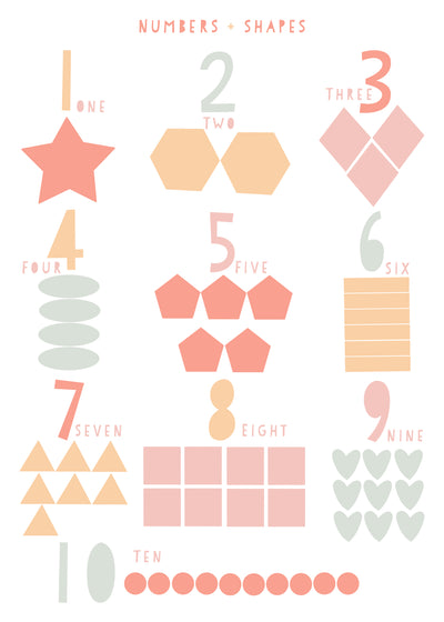 Pastel Shapes and Numbers Stickers